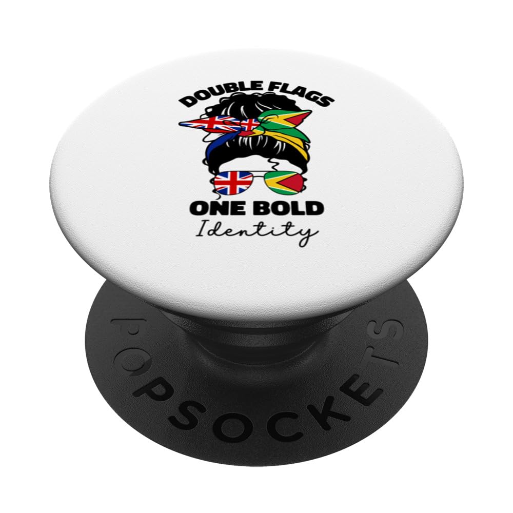 Half Britain And Guyanese British UK Guyana Flag Girl Women PopSockets Swappable PopGrip