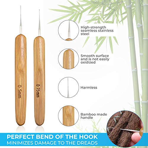 Starter Locs Kit 1 Hair Sponge, 2 Dreadlock Crochet Hooks, 2