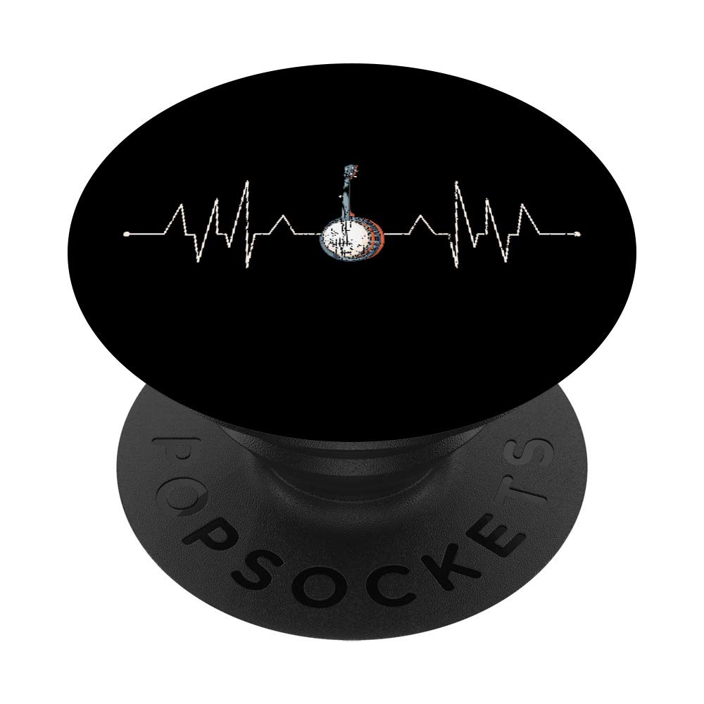 Banjo Heartbeat Vintage Retro Apparel Gift PopSockets PopGrip: Swappable Grip for Phones & Tablets