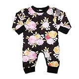 Newborn Baby Girl Floral Ruffled Romper Jumpsuit Long Sleeve Bodysuit 0-24M
