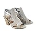City Classified Open Toe Perforated Lace up Elastic Side Stacked Chunky Heel Sandal