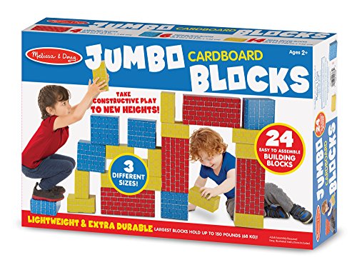 Melissa & Doug Extra-Thick Cardboard Building Blocks - 24 Blocks in 3 Sizes