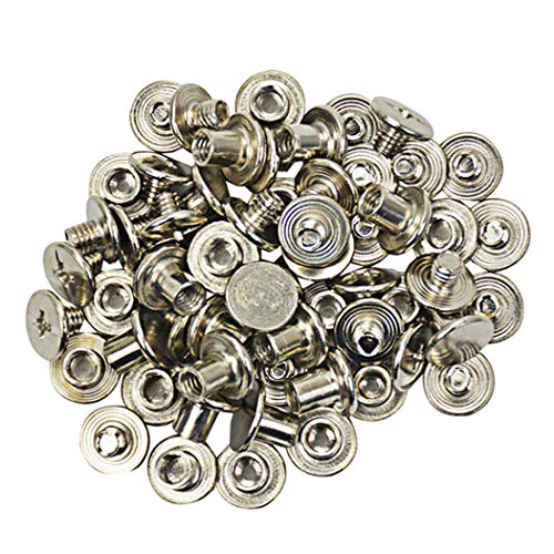 Chicago Screws Assorted Kit 1/3 Inch Screw Posts Nail Rivet Chicago Button for Bags Belts Leather Bracelets Shoes Bookbinding Document Slotted Flat Head Stud Screw(80 Pieces)