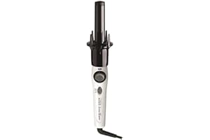 KISS Instawave Deluxe Automatic Rotating Curling Iron, Self-Spinning, Ceramic Ionic Technology, Tangle Prevention, 2-Way Rotation, Dual Heat Settings up to 420°F, 1” Curling Wand, Black & White