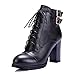 BeanFashion Women's Zipper Low-Top Soft Material High-Heels Closed Toe Solid Boots