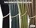Home Queen Set of 2 Rope Tie Backs for Window Curtain with 2 Hooks, Hand Knitting Buckle Cord Drapery Holdbacks, Beige