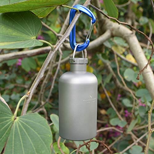 Titanium water bottle with straightforward design, high lid, and anti-spill feature, priced at $38.99.