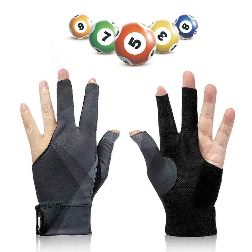 FEEL YAN 3 Fingers Billiard Gloves,3 Open Snooker Billiard Pool Gloves for Men Women Elastic Non-slip Wear-resistant Breathable Pool Cue Gloves for Left Hand
