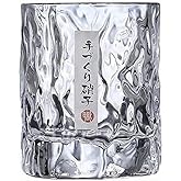 Whiskey Glass Mountain Crystal Wedge Glass Japanese Old Fashioned Tasting Tumblers Cocktail Wine Drinking Glasses Set of 1, Funny Unique Gift Box for Dad Men, 8 OZ (Cylinder Shape with Round Mouth)