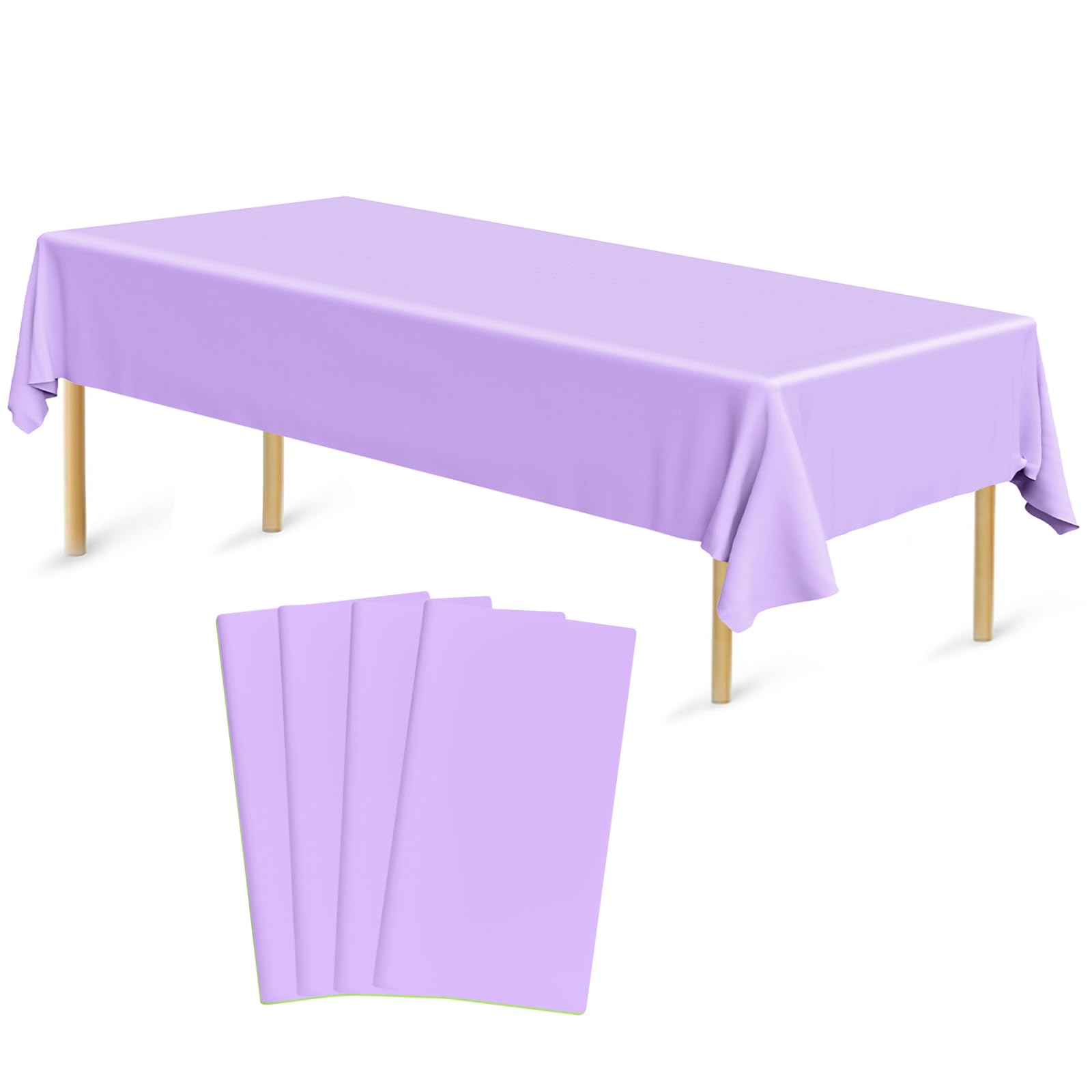 Bouiexye 4 Pack Disposable Table Cloth Lavender Plastic Tablecloth 54 x 108 Inch Rectangular Tablecloths for Indoor Outdoor Party Birthdays Weddings Christmas Anniversary Buffet Table