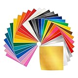 Adhesive Vinyl Sheets - 30 Pack 12'' X 12'' Premium Permanent Self Adhesive Vinyl Sheets-Assorted Colors for Cricut,Silhouette Cameo,Craft Cutters,Printers,Letters,Decals