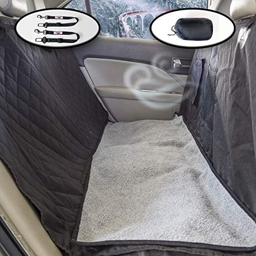 Ultimate Pet Seat Cover and Dog Hammock Features Washable Fleece Mat, Mesh Window and Metal Buckles – 5-Piece Set