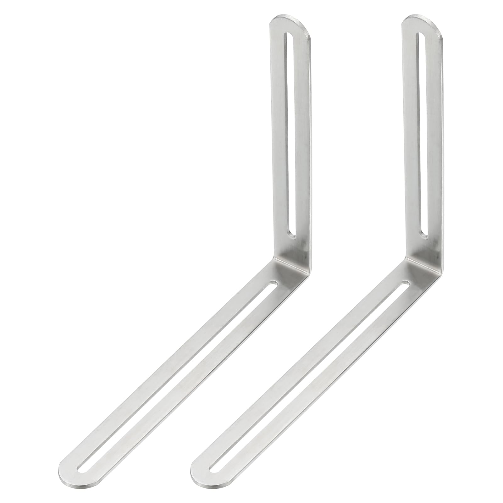 PATIKIL 7 22/25" Adjustable L-Shape Corner Brace with Slot, 2 Pcs Slidable Slotted Joint Right Angle Bracket Metal Corner Connector Bracket for Wood Chair Furniture, Silver