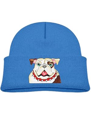 Kids Humor Cartoon Bulldog Hand Drawn Casual Flexible Winter Knit Hats/Ski Cap/Beanie/Skully Hat Cap