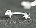 Wicary S925 Sterling Silver Star 2in1 Ear Jacket Barbell Stud Earring for Women Girls