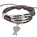 Father.son Angel Wing Guitar Love Heart Beard Butterfly Pendant Bangle Vintage Leather Bracelet Bead Embossed Surfer Wrap Braided Tribal Halloween Jewelry (Angel Wing)