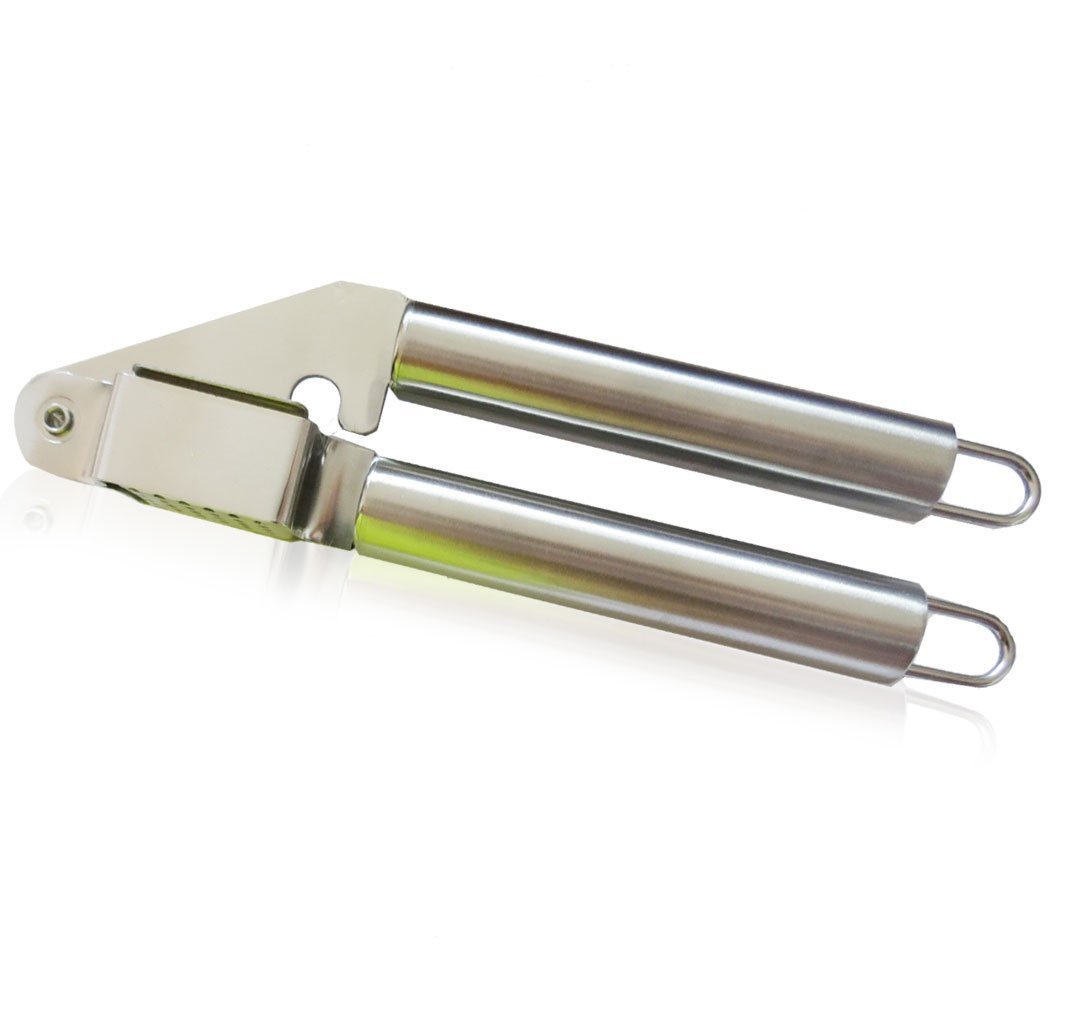 Garlic Press and Peeler Best Set. Stainless Steel Kitchen Minced Garlic Cloves Crusher + Silicone Peeler / Fruit Squeezer Utensils Cooking Tools