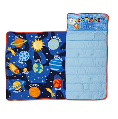 Funhouse Explore Planets & Outer Space - Kids Nap Mat Set - Includes Pillow and Fleece Blanket - Great for Kids Sleeping at Daycare, Preschool, or Kindergarten - Fits Napping Toddlers or Children - Thumbnail 3