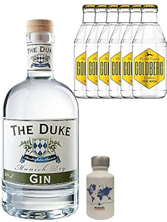 Gin-Set The Duke München Dry BIO Gin 0,7 Liter + Nordes Atlantic Gin 0,05 Liter Miniatur + 6 Goldberg Tonic Water 0,2 Liter