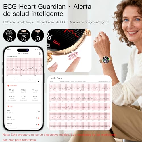 2026 AI-GPT Women's Smart Watch with ECG/HRV/IMC, 1.32" AMOLED Round Screen Smartwatch with Bluetooth Calls/24H Heart Rate Monitor/SpO2/Female Function/IP68/SOS/100+ Sports for Android/iOS