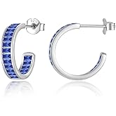 VA JENT Open Hoop Earrings for Women 925 Sterling Silver Cut Cubic Zirconia Small Tiny Half Hoop Earrings