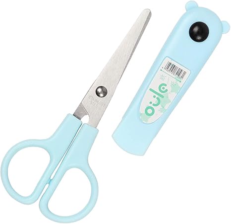 Amazon Co Jp Jimjis 子供用 ハサミ こども 学校用ハサミ 子ども専用 プラスチックハサミ 紙切り 切り絵作り 安全練習はさみ シェル付き ブルー 文房具 オフィス用品