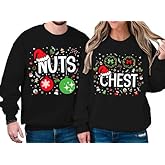 Tewmeu Matching Christmas Sweatshirts for Couples Chest Nuts Christmas Shirts His and Her Holiday Xmas Outfits