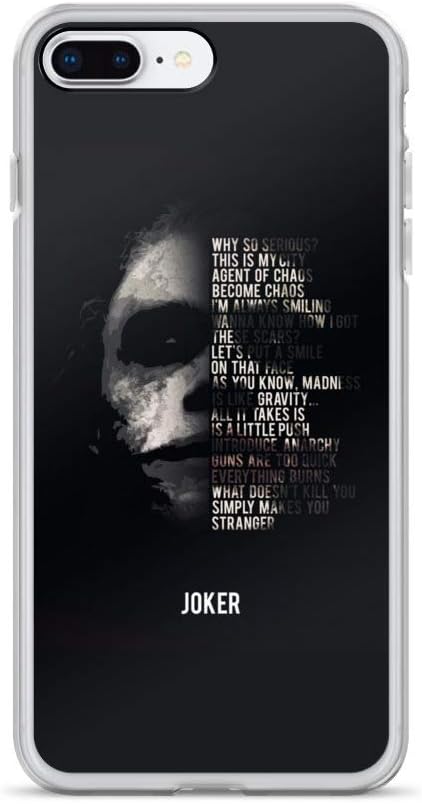 iPhone 7 Plus/8 Plus Case Anti-Scratch Motion Picture Transparent Cases Cover Joker The Dark Knight Action Movies Video Film Crystal Clear