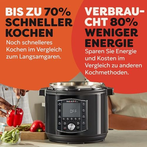 Pro 10-in-1-Elektro-Multikocher 1200 W, 5,7 L – Schnellkochtopf, Schongarer, Reiskocher, Dampfgarer, Sautierpfanne, Sterilisator, Joghurtbereiter, Sous Vide Gerät – Schwarzer Edelstahl