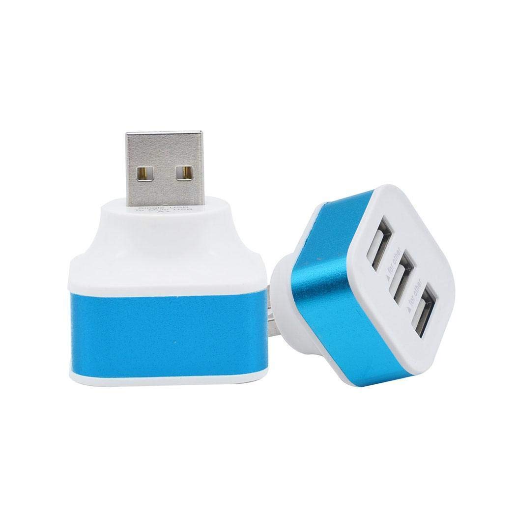Atmeyol Portable 3 Ports USB2.0 HUB Adapter Splitter Adapters Rotatable Plug Hubs