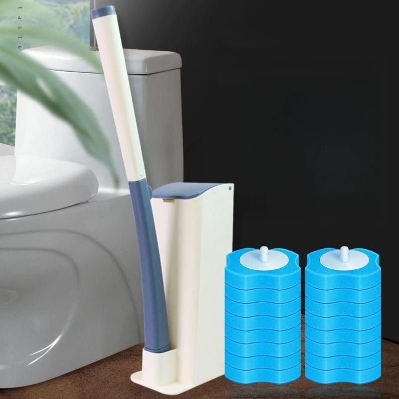Kit Escova Limpeza Banheiro com 8 Refis Descartáveis para Vaso e Parede