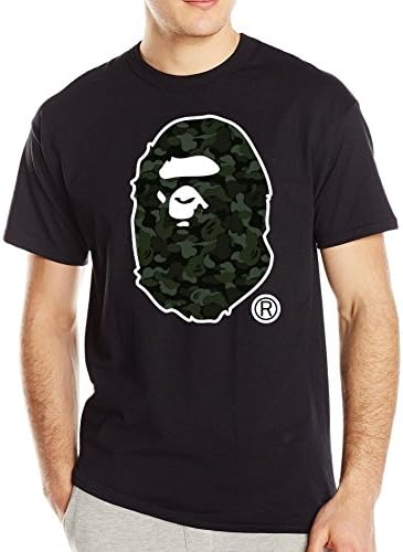Customized Poly Cotton Comfortable Bape Men's T-Shirt Crew Neck Black