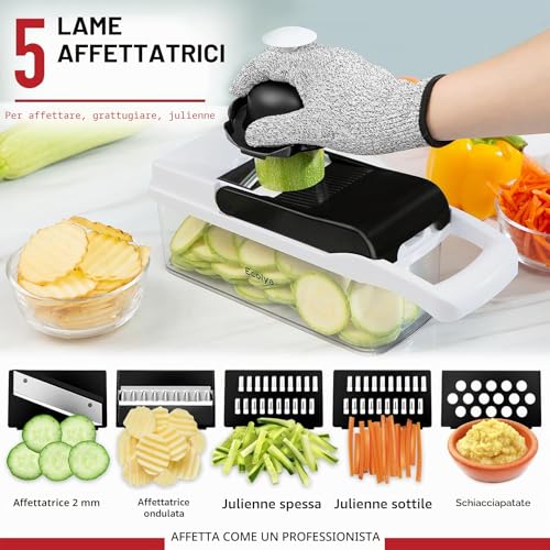 25 in 1 Chopper and Mandoline Slicer - Food Chopper with Container - Vegetable Cutter, Salad Slicer, Onion, Potato and Tomato Slicer - Kitchen Gadgets - 13 Blades