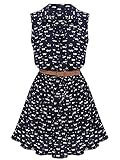 Milumia Women's Lapel Cat Print Shirt Dress