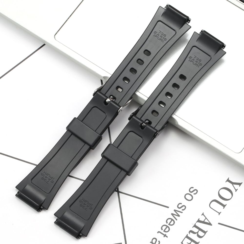 Rubber Watch Band Compatible with Casio W800HG W-800H Series Watch Replacement Resin Strap
