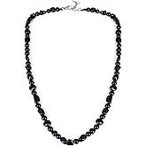 HASKARE Natural Stone Beaded Necklaces for Men Genuine Black Tourmaline Obsidian Protection Necklace, Unique Beads Necklace Healing Crystal Mens Choker Necklace Ideal Gift for Father's Day Christmas