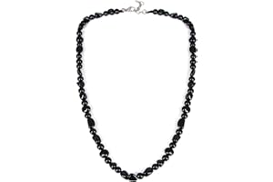 Natural Stone Beaded Necklaces for Men - HASKARE Genuine Tourmaline Obsidian Aquamarine �鶹��ite Sodalite Protection Necklac