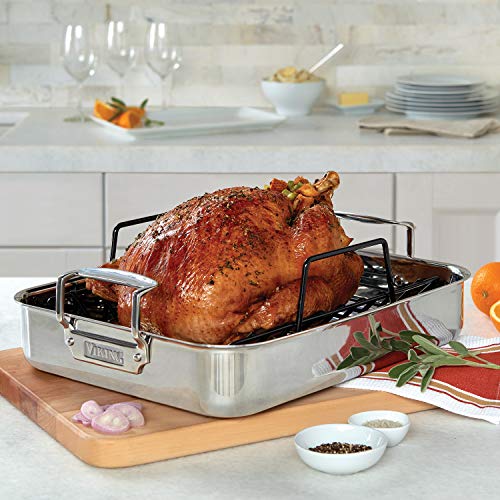 Viking Culinary 3Ply Stainless Steel Roasting Pan, Includes a Nonstick
