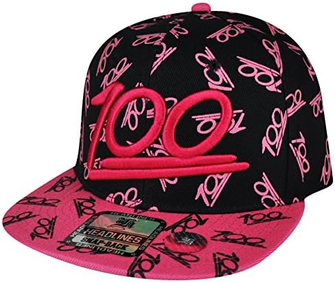 100 One Hundred Emoji Emoticons Text Symbol Snapback Hat Cap Pink All Over Cien