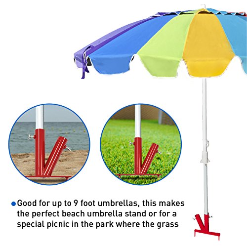 EasyGO Products Umbrella Stand - Sports Dual Umbrella Holder - Fishing Pole Stand - Beach Umbrella Stake, Red