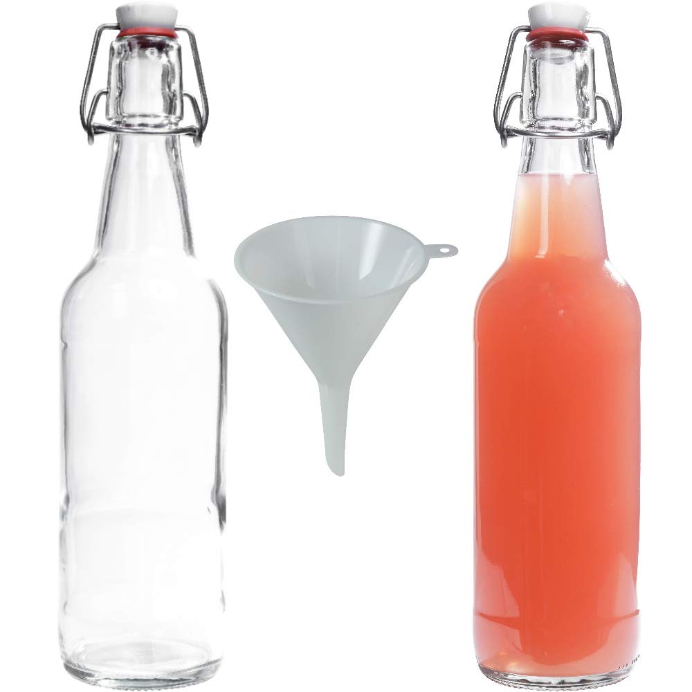 Viva Haushaltswaren - 2 Mini Glass Bottles 500 ml with Screw Tops for Self-Filling incl. A White Filling Funnel Diameter 9.5 CM