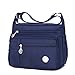 Waterproof Nylon Shoulder Crossbody Bags - Adjustable Shoulder Strap Handbag Multiple Zippered Elastic Pockets with Organizer fors Wallet, Passport, Boarding Pass, Water Resistant ( Navy Blue, ,Large)