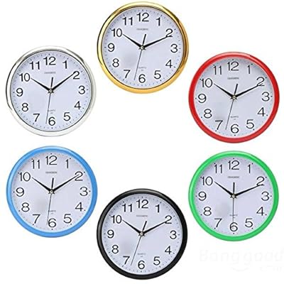 Hiquty Six Colors Vintage Round Modern Home Bedroom Time Kitchen Wall Clock ( Black )