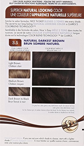 Clairol Nice 'n Easy Hair Color 121A, 3.5 Natural Darkest Brown 1 Kit (Pack of 3)