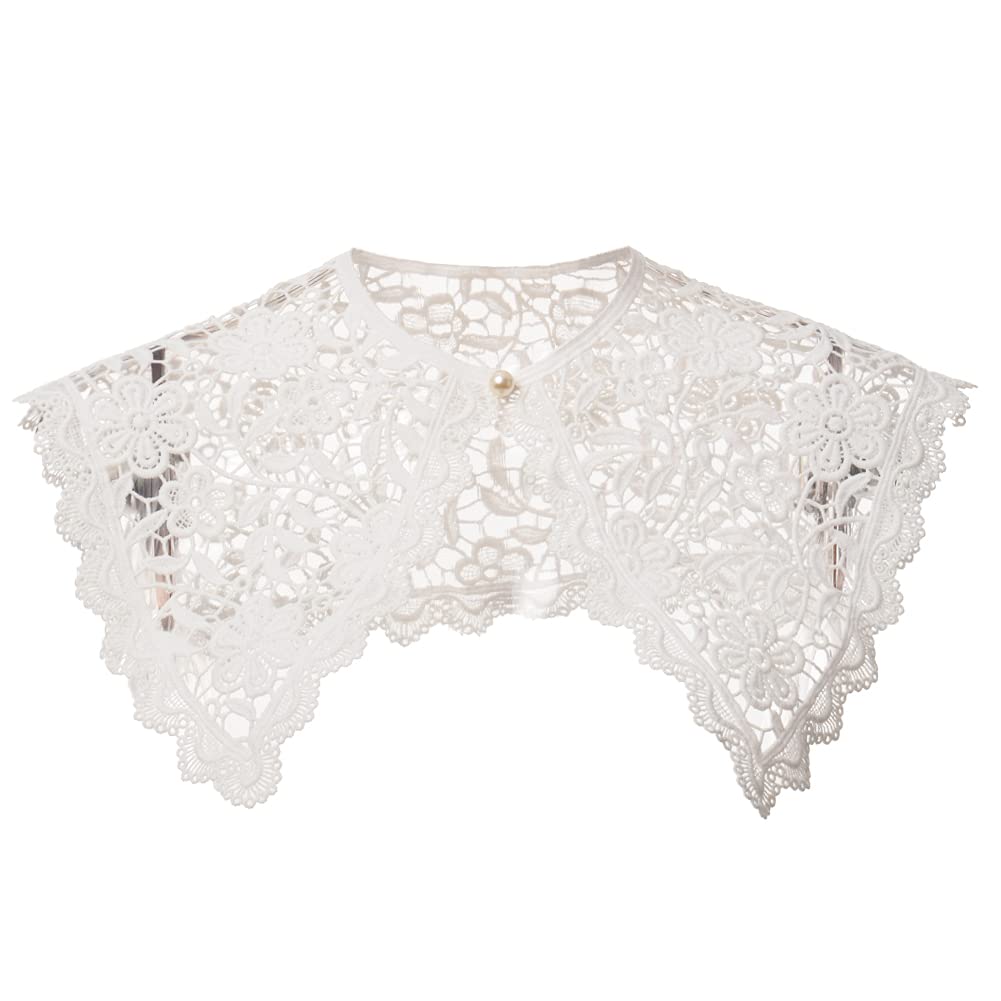COSDREAMER Vintage Lace Floral Neck Collar Elizabethan Ruff Collar White (white 1)
