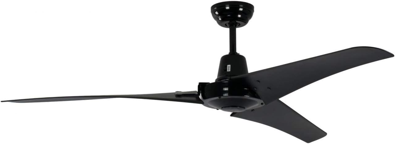Industrial Ceiling Fan Vourdries Black with Remote Control 56” 142cm without Light