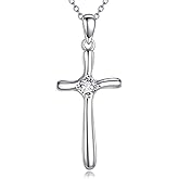 LUHE Cross Necklace for Women Sterling Silver Cross Pendant Necklace Religious Jewelry Christian Gifts