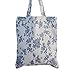 Caixia Women's Cotton Daisy Floral Canvas Tote Shopping Bag Light Brown (Blue-Open)