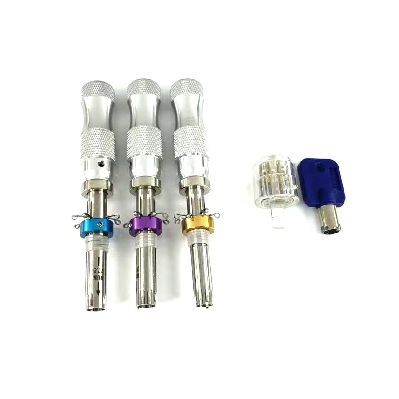 TPM Go 3pcs Tubular Lock Pick Tools with Transparent Tubular Lock,Locksmith Practice Set