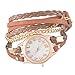 Souarts Coffee Women Multilayer Weave Wrap Link Leather Bracelet Quartz Wrist Watch (Coffee) (Coffee)